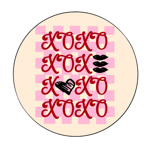 XOXO Preppy Valentine Illustration - Circle Sticker by EZbie