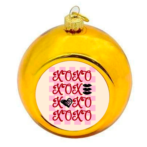 XOXO Preppy Valentine Illustration - colourful christmas bauble by EZbie