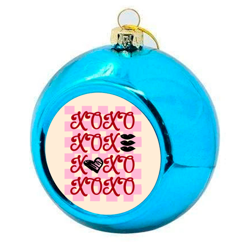 XOXO Preppy Valentine Illustration - colourful christmas bauble by EZbie