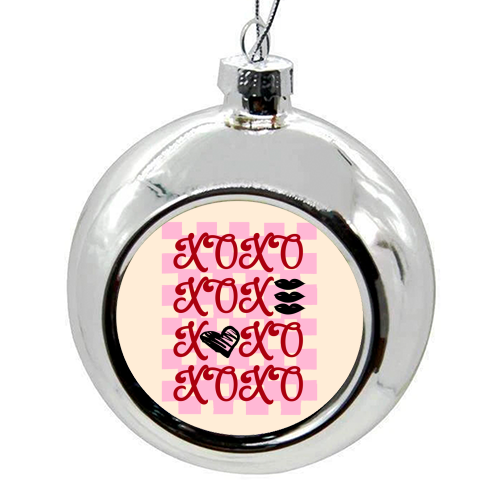 XOXO Preppy Valentine Illustration - colourful christmas bauble by EZbie