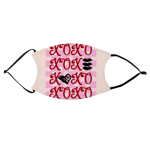 XOXO Preppy Valentine Illustration - face cover mask by EZbie