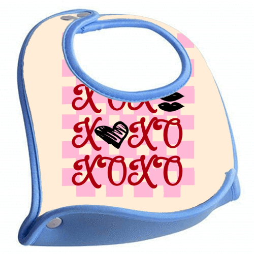 XOXO Preppy Valentine Illustration - feeding bib by EZbie