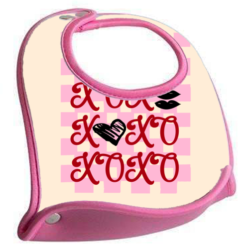 XOXO Preppy Valentine Illustration - feeding bib by EZbie