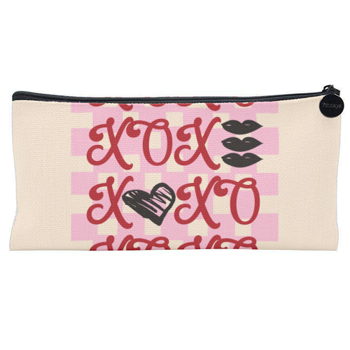 XOXO Preppy Valentine Illustration - flat pencil case by EZbie
