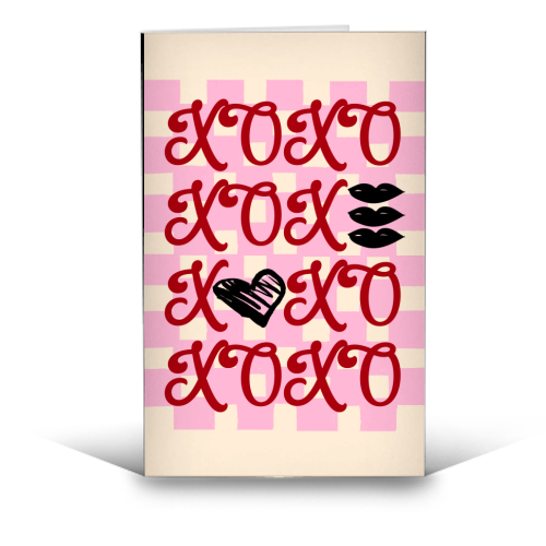 XOXO Preppy Valentine Illustration - funny greeting card by EZbie