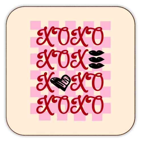 XOXO Preppy Valentine Illustration - personalised beer coaster by EZbie