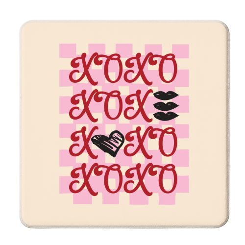 XOXO Preppy Valentine Illustration - personalised beer coaster by EZbie