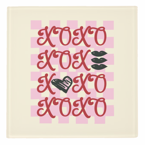 XOXO Preppy Valentine Illustration - personalised beer coaster by EZbie