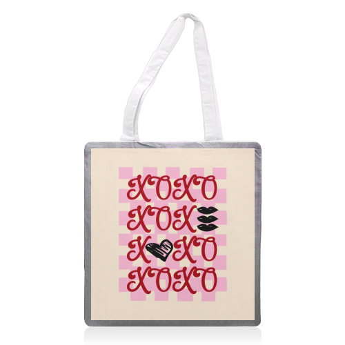 XOXO Preppy Valentine Illustration - printed canvas tote bag by EZbie