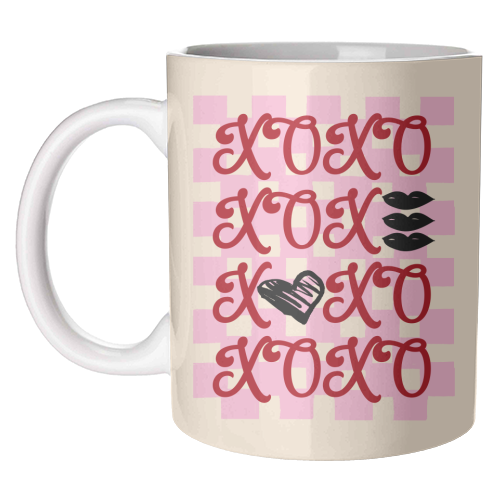 XOXO Preppy Valentine Illustration - unique mug by EZbie