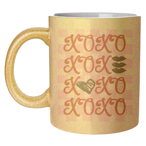 XOXO Preppy Valentine Illustration - unique mug by EZbie
