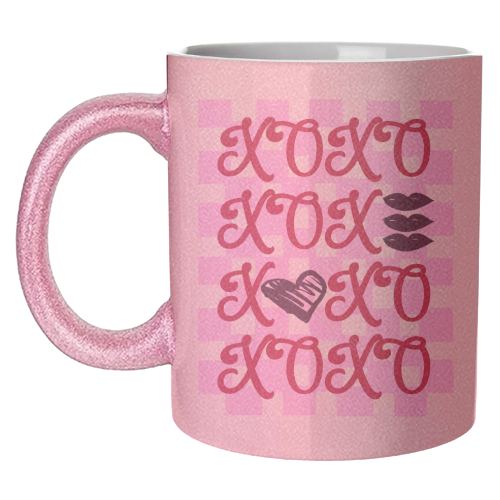 XOXO Preppy Valentine Illustration - unique mug by EZbie