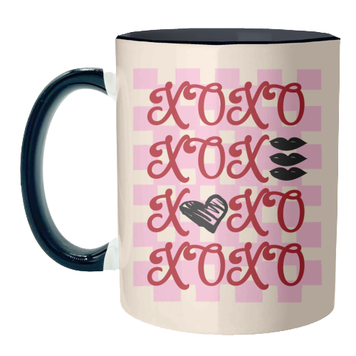 XOXO Preppy Valentine Illustration - unique mug by EZbie