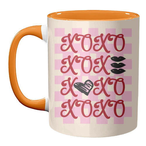 XOXO Preppy Valentine Illustration - unique mug by EZbie