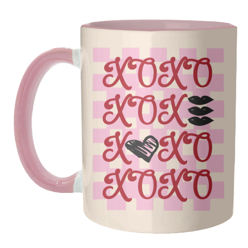 XOXO Preppy Valentine Illustration - unique mug by EZbie