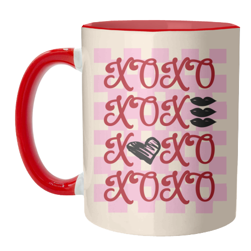 XOXO Preppy Valentine Illustration - unique mug by EZbie