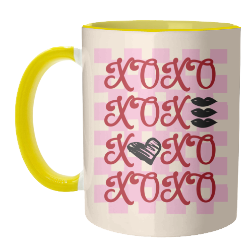 XOXO Preppy Valentine Illustration - unique mug by EZbie