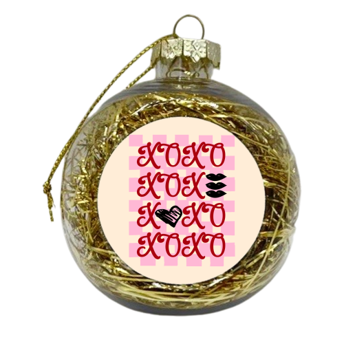 XOXO Preppy Valentine Illustration - xmas bauble by EZbie