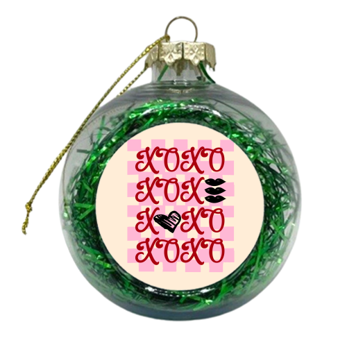 XOXO Preppy Valentine Illustration - xmas bauble by EZbie