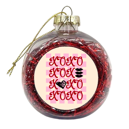 XOXO Preppy Valentine Illustration - xmas bauble by EZbie