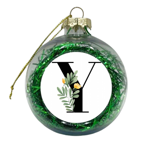 Y Floral Letter Initial - xmas bauble by Toni Scott