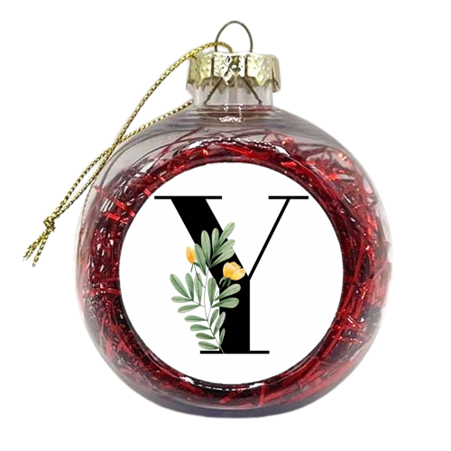 Y Floral Letter Initial - xmas bauble by Toni Scott