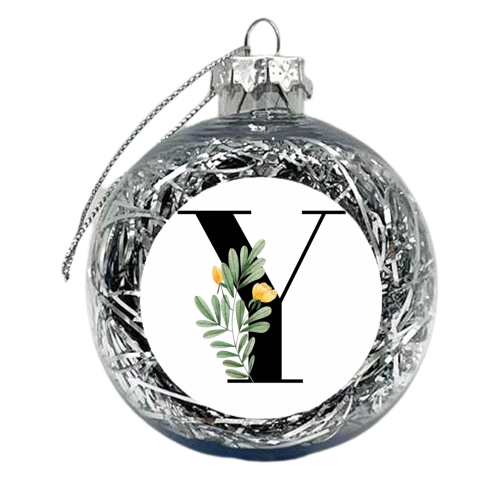 Y Floral Letter Initial - xmas bauble by Toni Scott