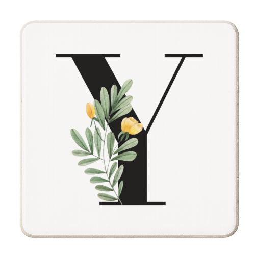 Y Floral Letter Initial - personalised beer coaster by Toni Scott