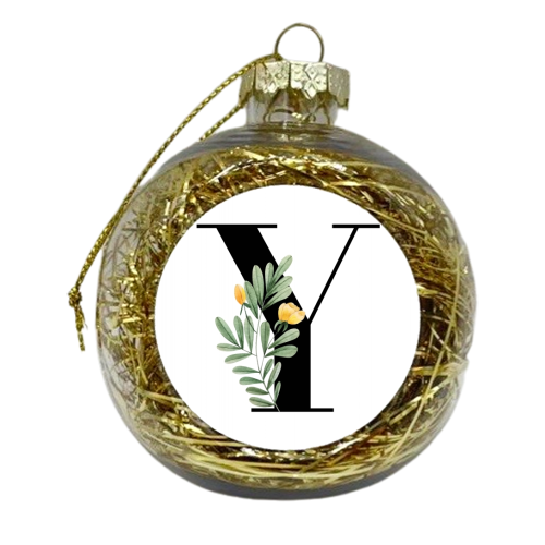 Y Floral Letter Initial - xmas bauble by Toni Scott