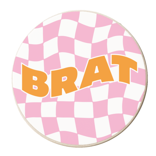 Y2K Wavy Brat Design - personalised beer coaster by AbiGoLucky