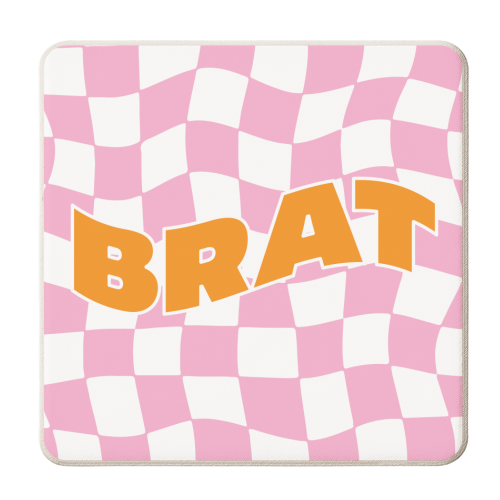 Y2K Wavy Brat Design - personalised beer coaster by AbiGoLucky