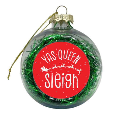 Yas Queen Sleigh Christmas Design - xmas bauble by AbiGoLucky
