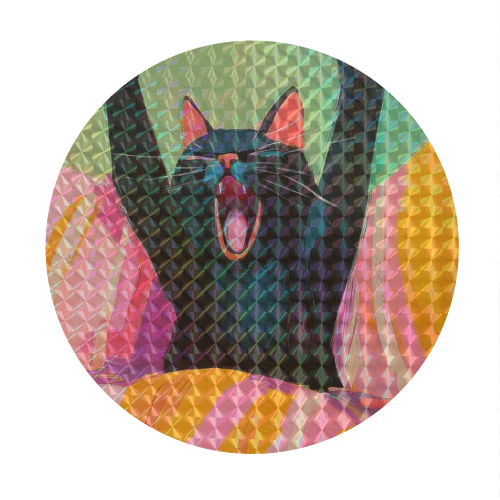 Yawning Cat - Circle Sticker by DejaReve