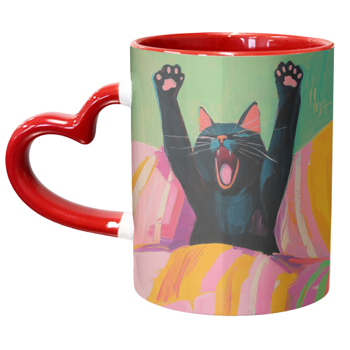 Yawning Cat - unique mug by DejaReve
