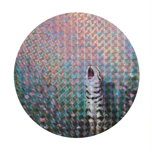 Yawning kitty - Circle Sticker by DejaReve