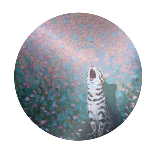 Yawning kitty - Circle Sticker by DejaReve