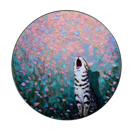 Yawning kitty - Circle Sticker by DejaReve