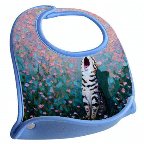 Yawning kitty - feeding bib by DejaReve