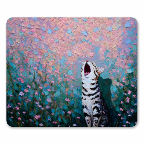 Yawning kitty - mouse mat by DejaReve