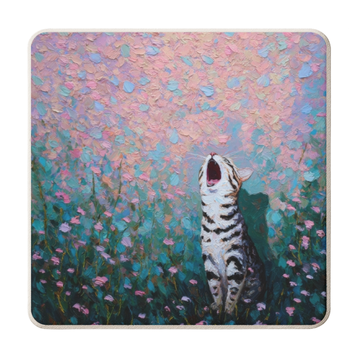 Yawning kitty - personalised beer coaster by DejaReve