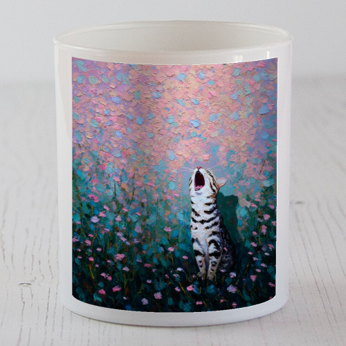 Yawning kitty - scented candle by DejaReve