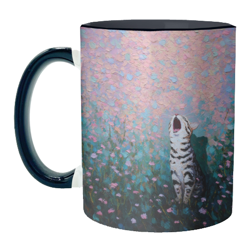 Yawning kitty - unique mug by DejaReve