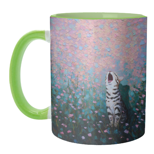 Yawning kitty - unique mug by DejaReve