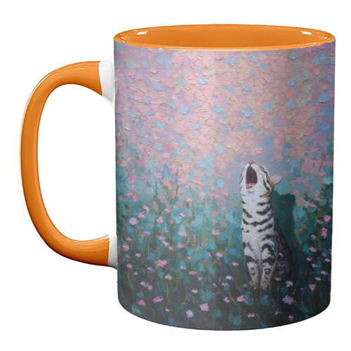 Yawning kitty - unique mug by DejaReve