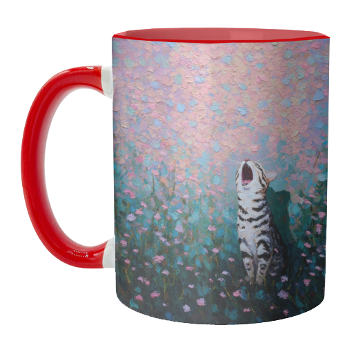 Yawning kitty - unique mug by DejaReve