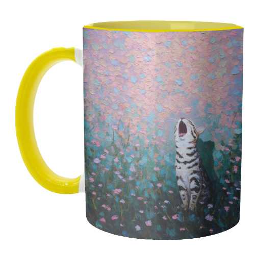 Yawning kitty - unique mug by DejaReve