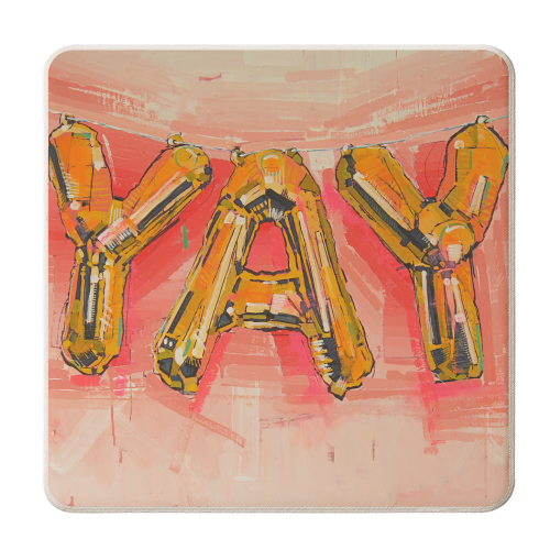 'YAY' - personalised beer coaster by Laura Selevos