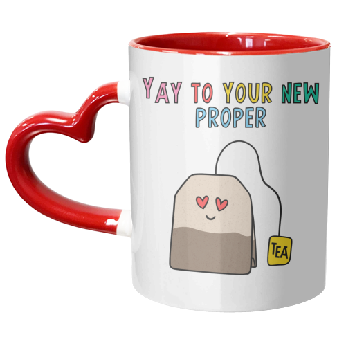 Yay to your new proper-tea Cute Design - unique mug by Lisa Wardle