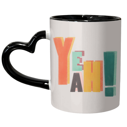 YEAH! COLORFUL TYPE - unique mug by Ania Wieclaw