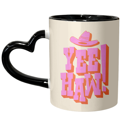 YEE HAW! Pink Typography - unique mug by Ania Wieclaw